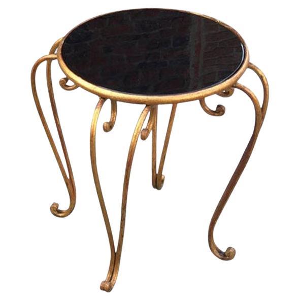 Art Deco Side Table in Opaline and Iron, Attributed to René Prou