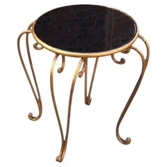 Art Deco Side Table in Opaline and Iron, Attributed to René Prou