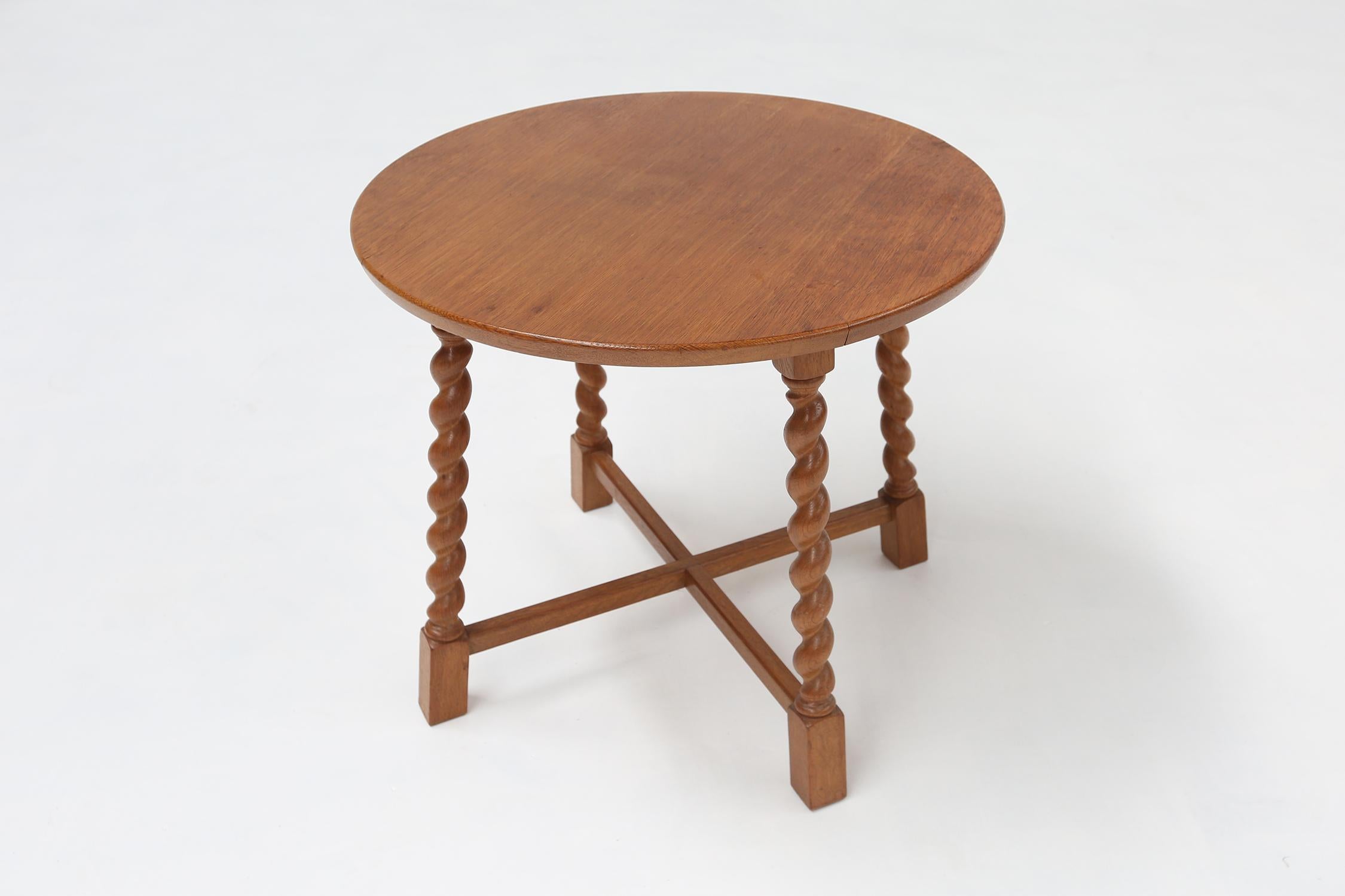 Mid-20th Century Art Deco Side Table in Solid Oak Ca.1940 For Sale