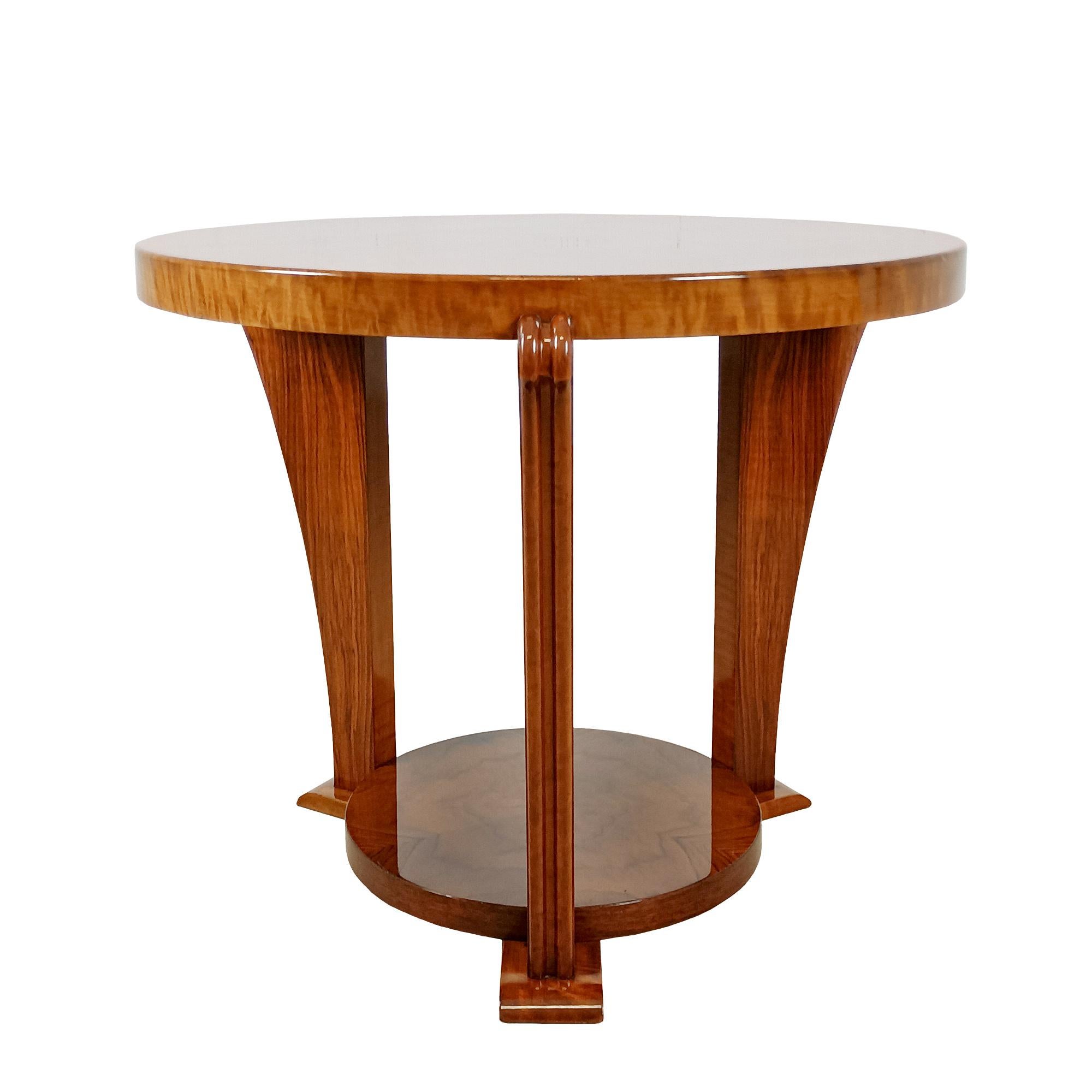 French Art Deco Side Table In Solid Walnut – France 1930 For Sale