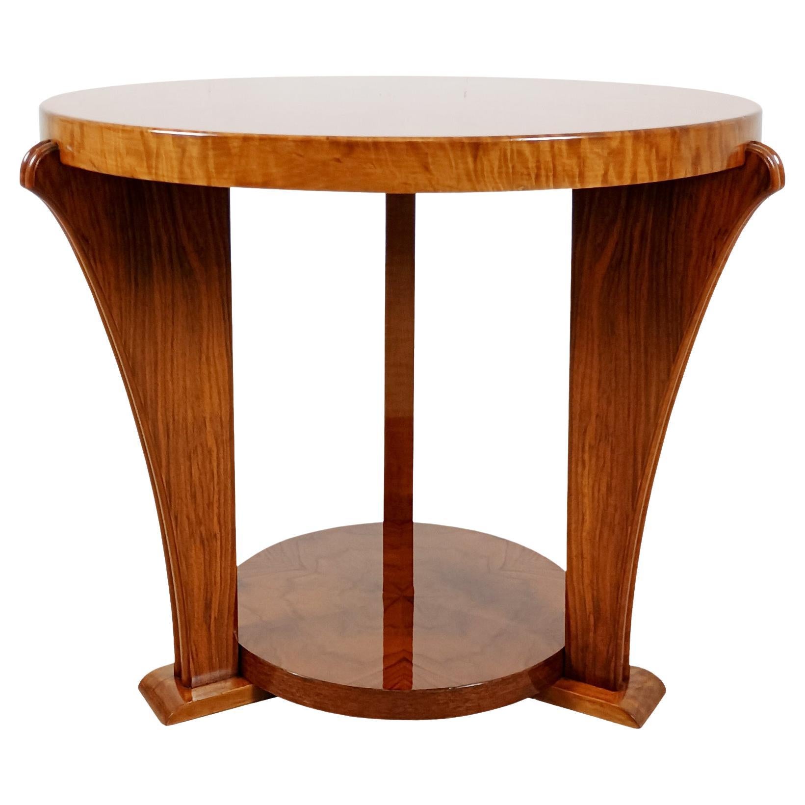 Art Deco Side Table In Solid Walnut – France 1930