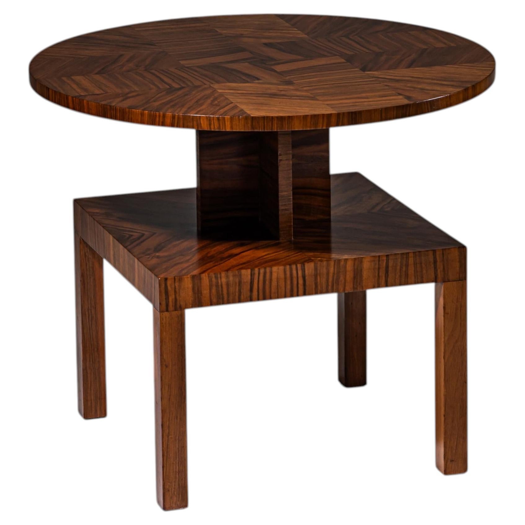 Art Deco Side Table in Walnut, probably Germany, 1930s