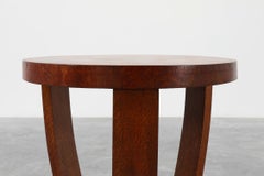 Art Deco side table in wood and chess style veneered top, France ca. 1940