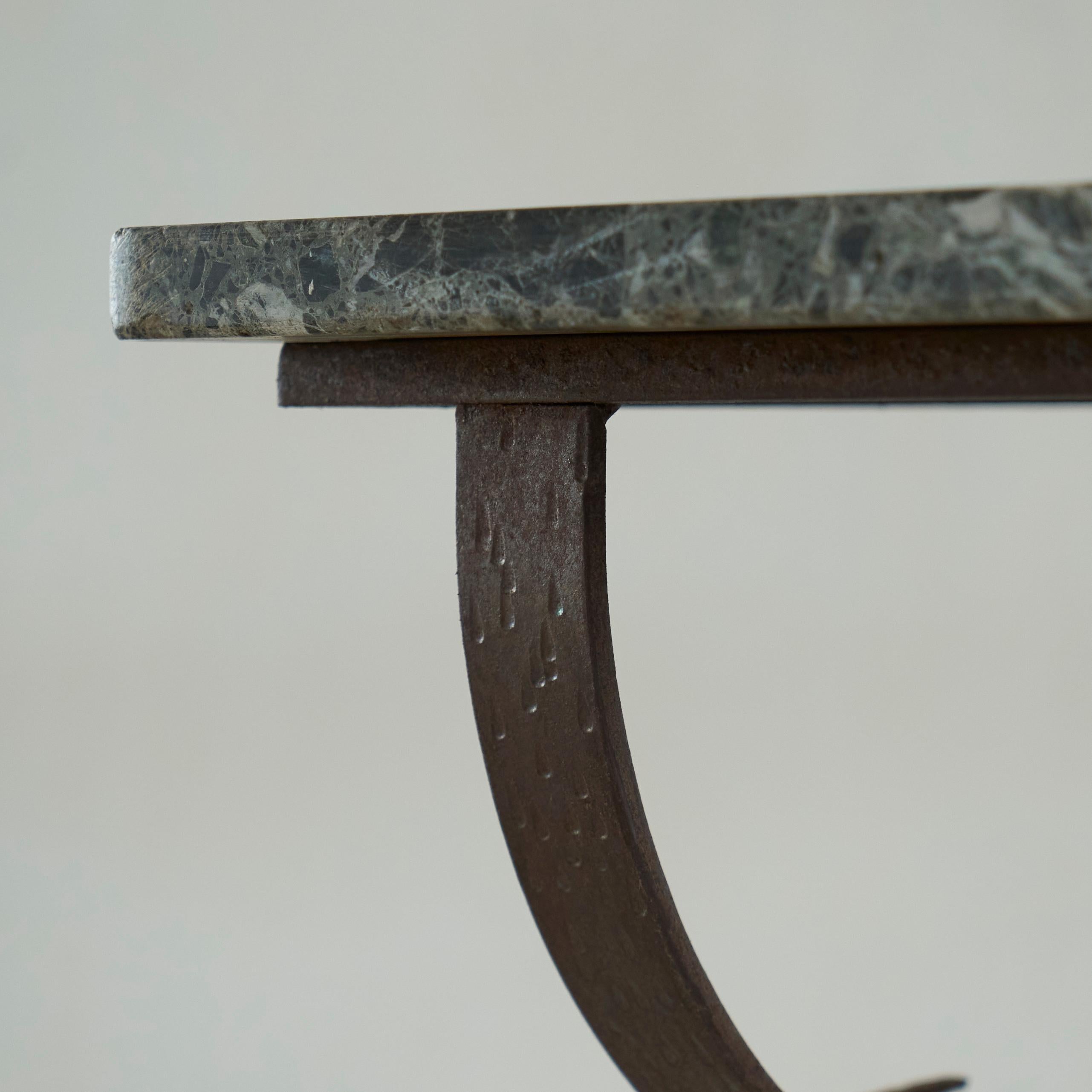 Art Deco Side Table in Wrought Iron and Marble For Sale 3