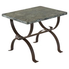 Art Deco Side Table in Wrought Iron and Marble
