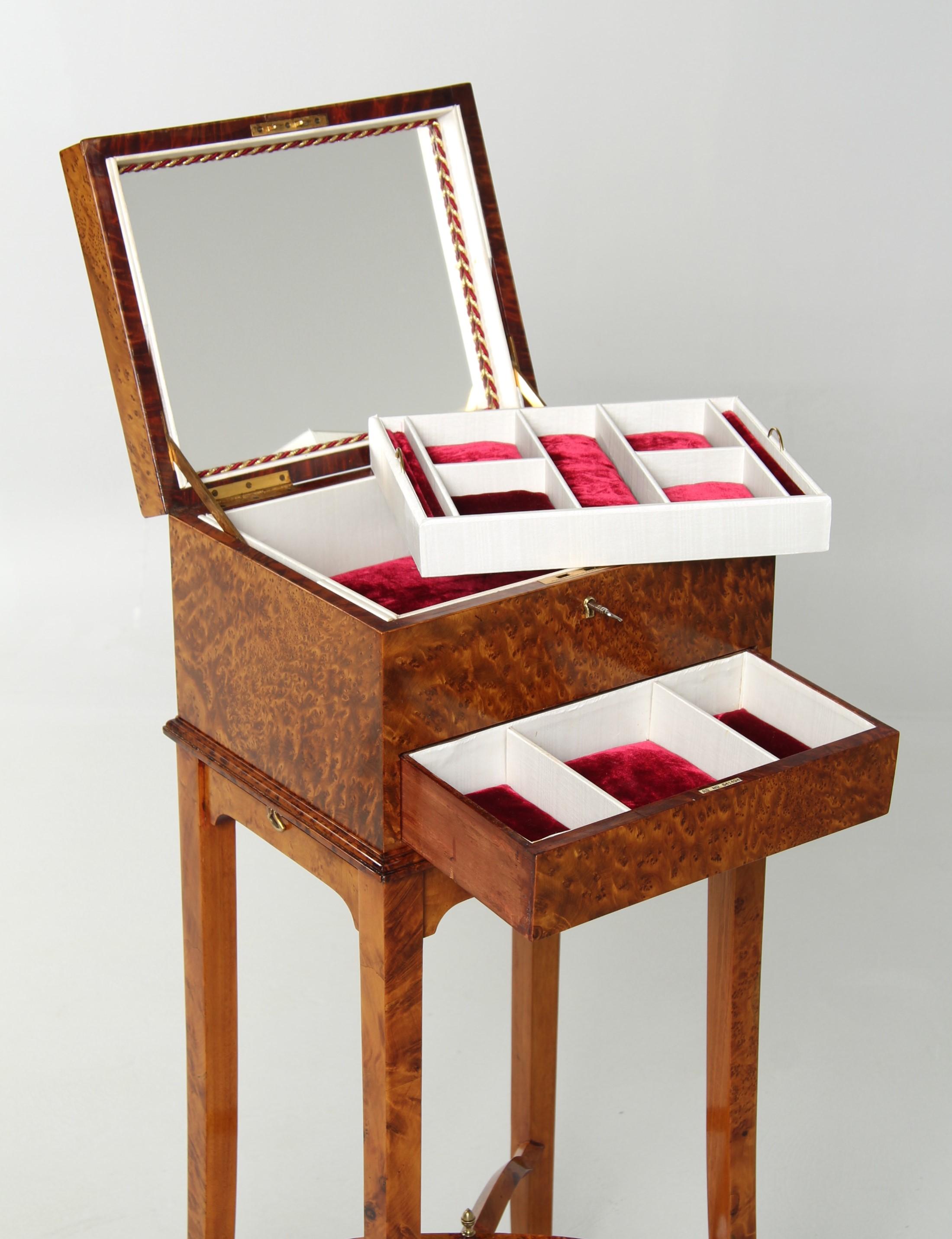 Early 20th Century Art Deco Side Table or Jewelry Table, London, 1920s, Special Drawer Mechanism