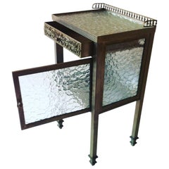 Art Deco Side Table or Nightstand with Glass Panels, 1930s