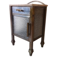 Art Deco Side Table or Nightstand with Glass Panels 
Marble Top, 1930s