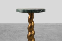 Art Deco side table or pedestal with green marble top and bronze base, Belgium
