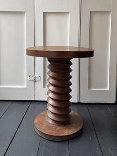 Art Deco Side Table or Plinth in Charles Dudouyt Style, Turned Wood, France