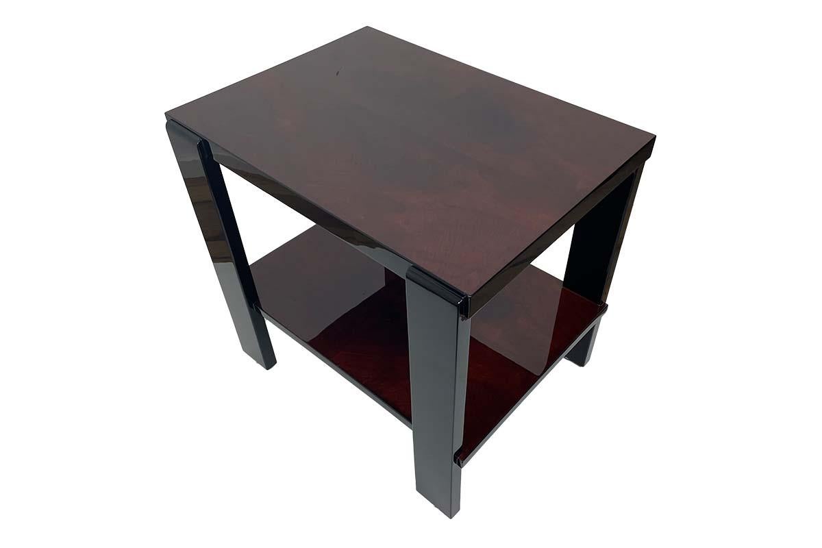 Lacquered Art Deco Side Table Rectangular from Paris around 1930 with Beautiful Veneer For Sale