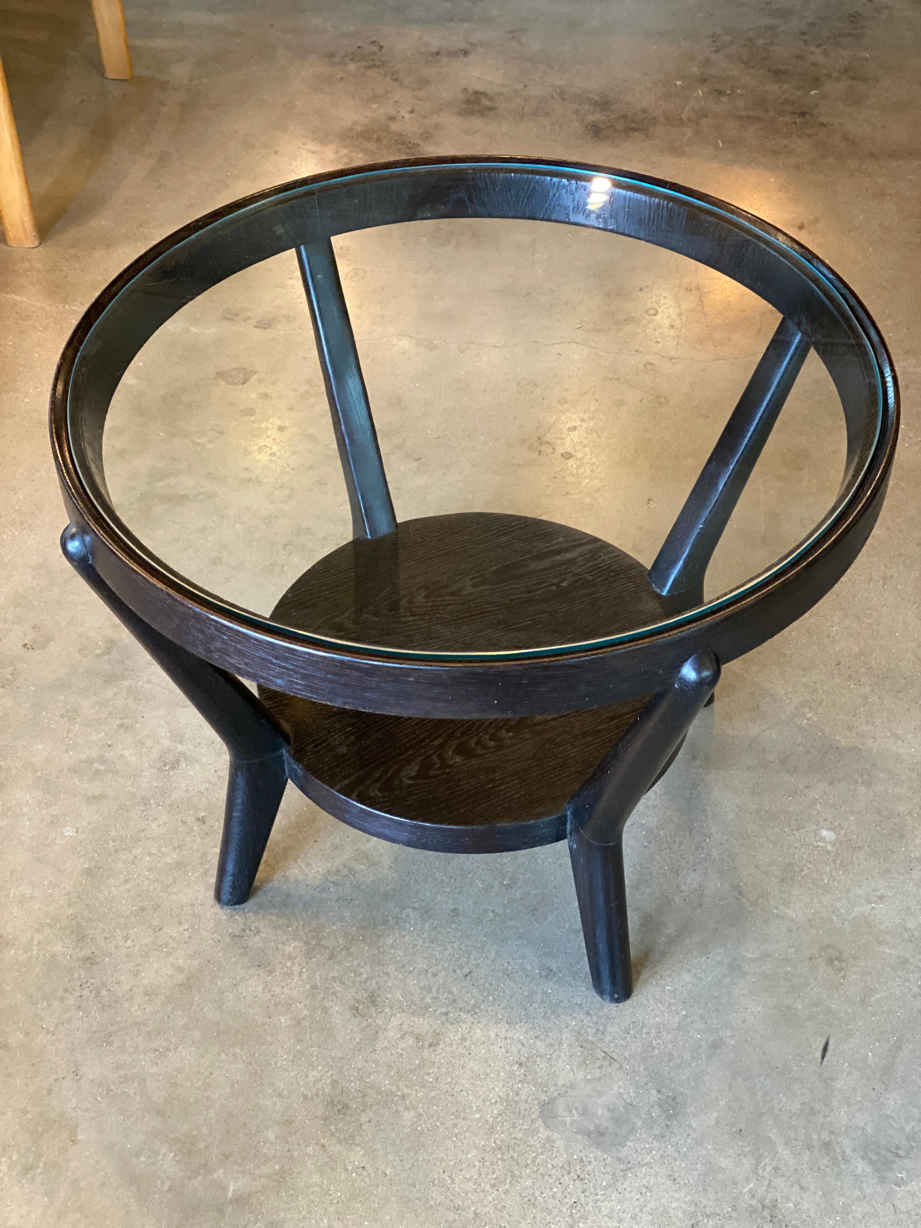 Art Deco Side Table with Ebonized Wood and Glass, 1930s 1