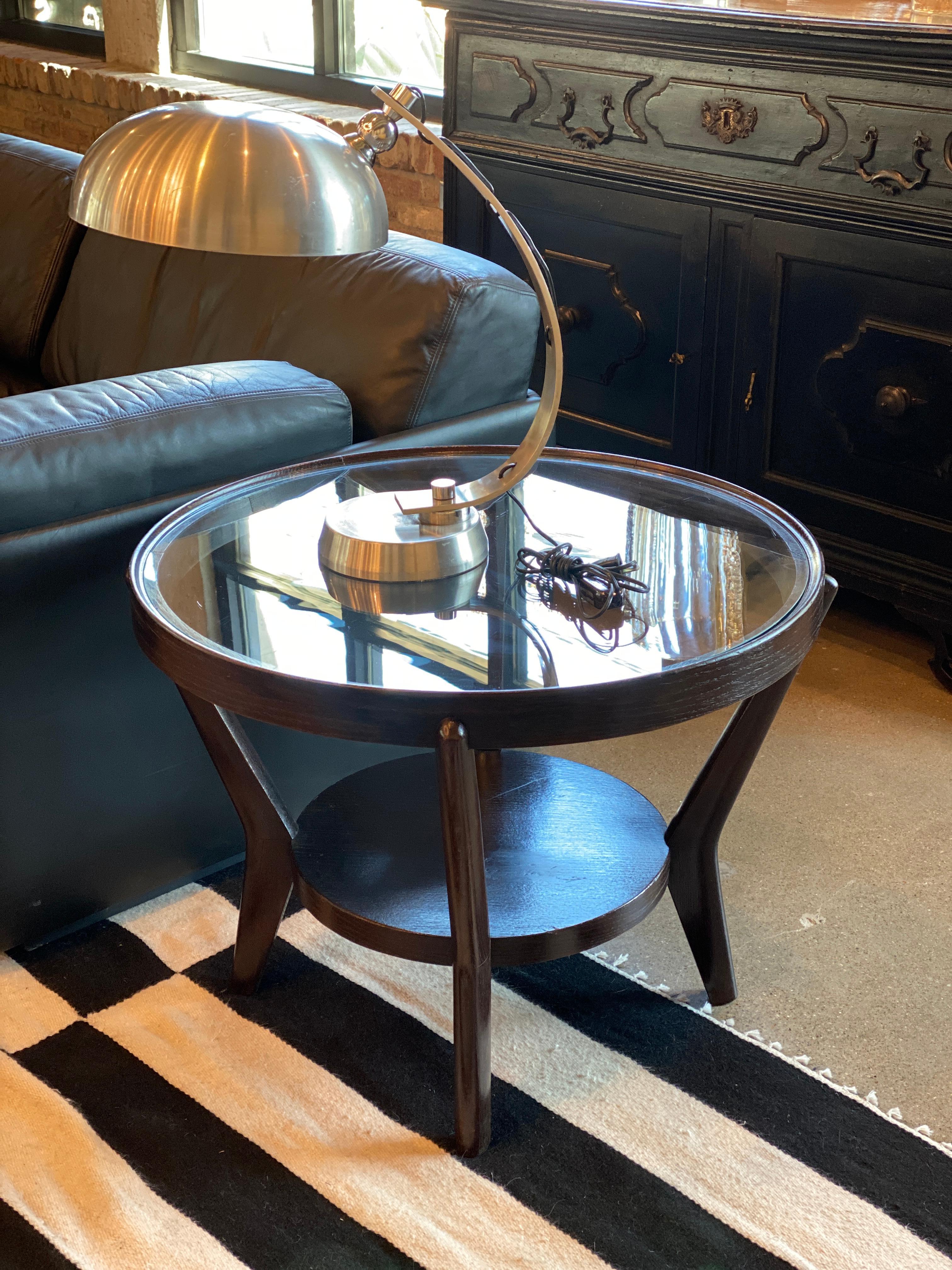 Art Deco Side Table with Ebonized Wood and Glass, 1930s 2