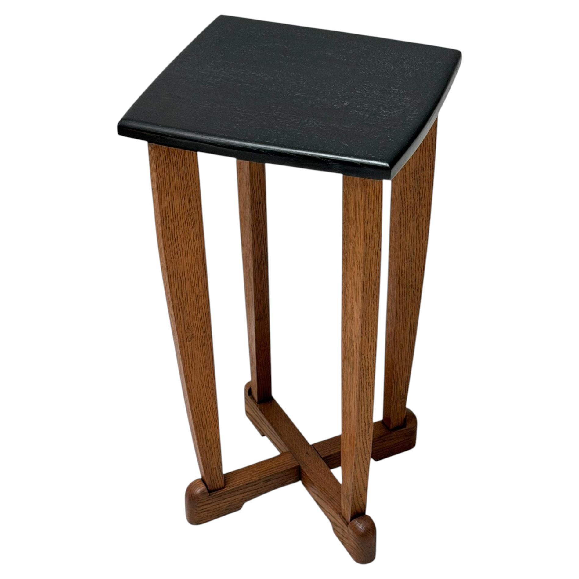 Art Deco Side Table, Solid Oak, Dutch Design, 1920s