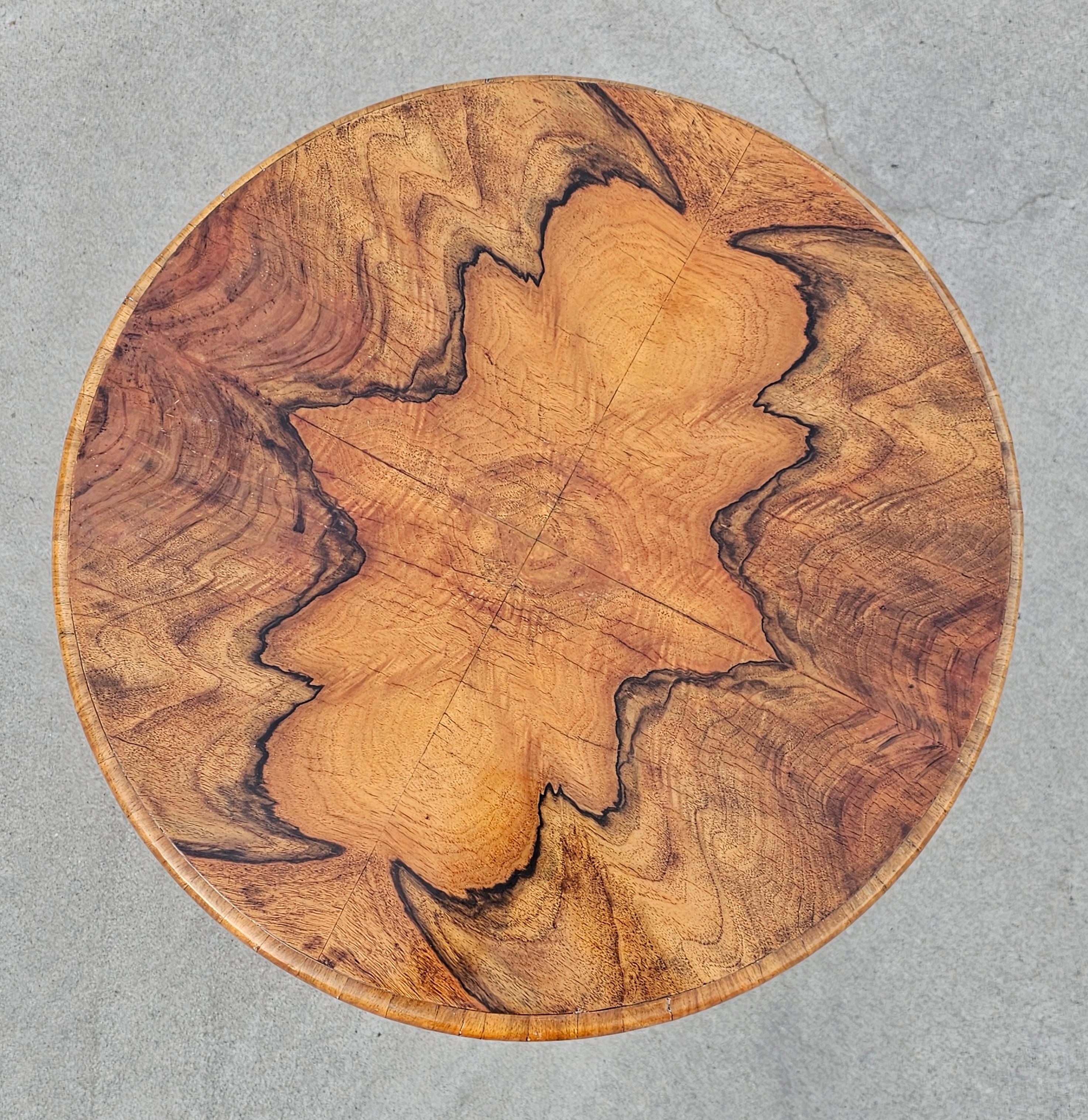 Art Deco Side Table, Unique Tripod Base and Blonde Walnut Veneer, Austria 1920s 1
