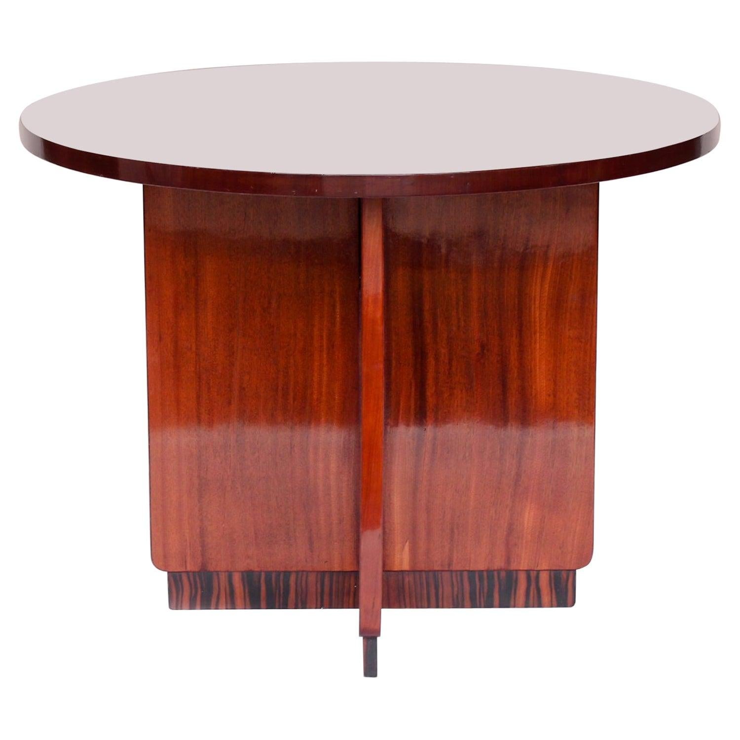 Art Deco Side Table, Walnut and Maccassar Ebony, French, circa 1925 For Sale