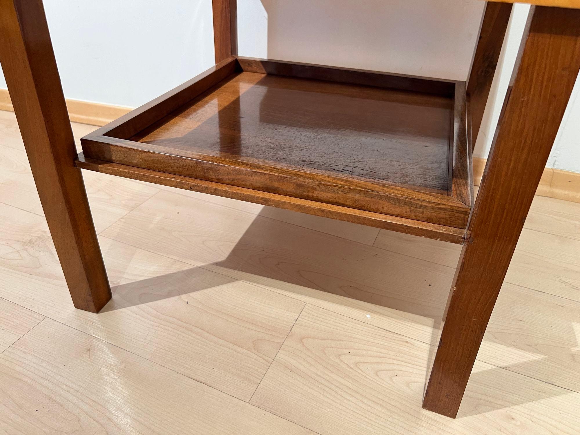 Art Deco Side Table, Walnut, Precious Woods, Lacquer, France circa 1940 5