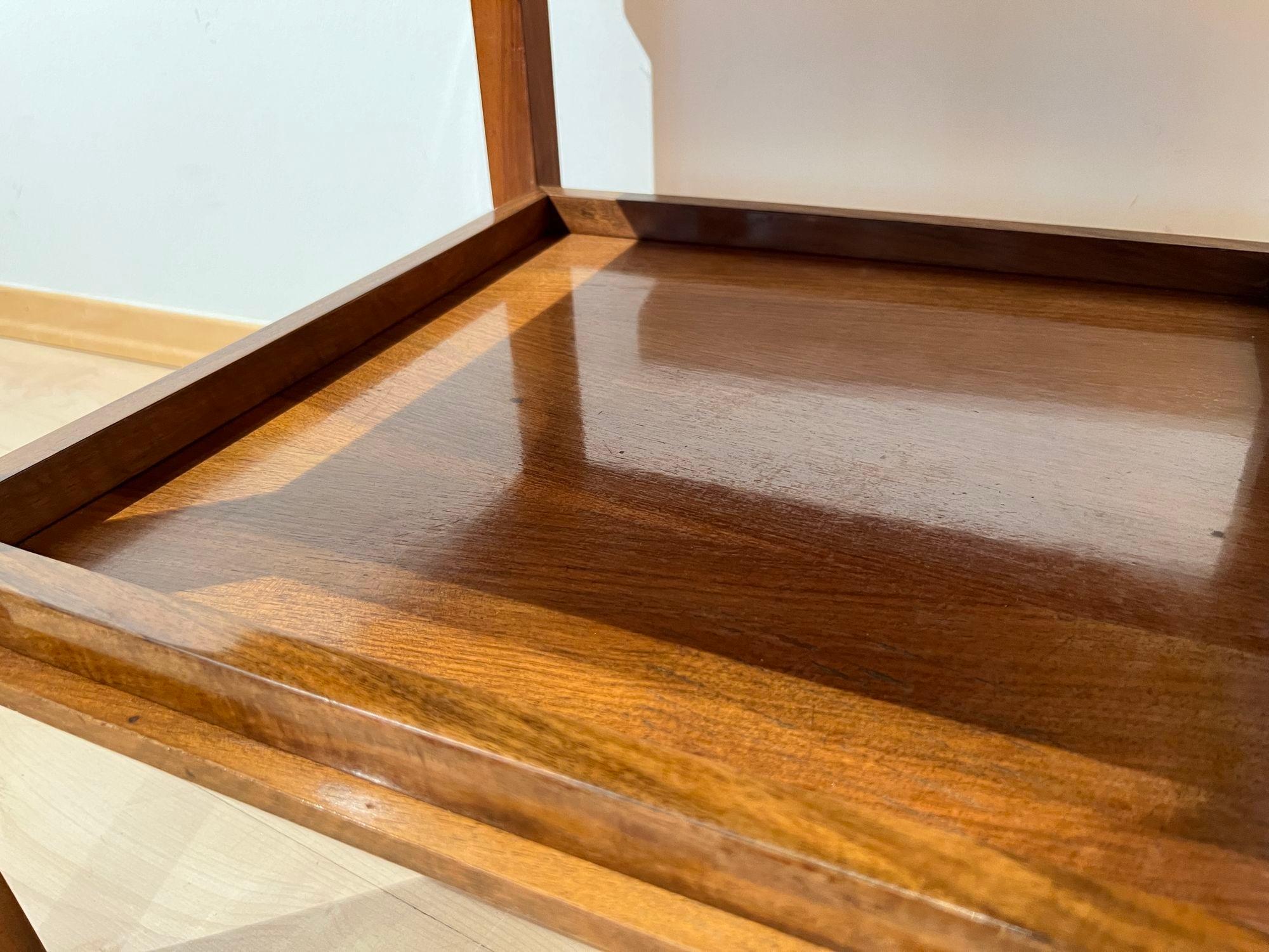 Art Deco Side Table, Walnut, Precious Woods, Lacquer, France circa 1940 6