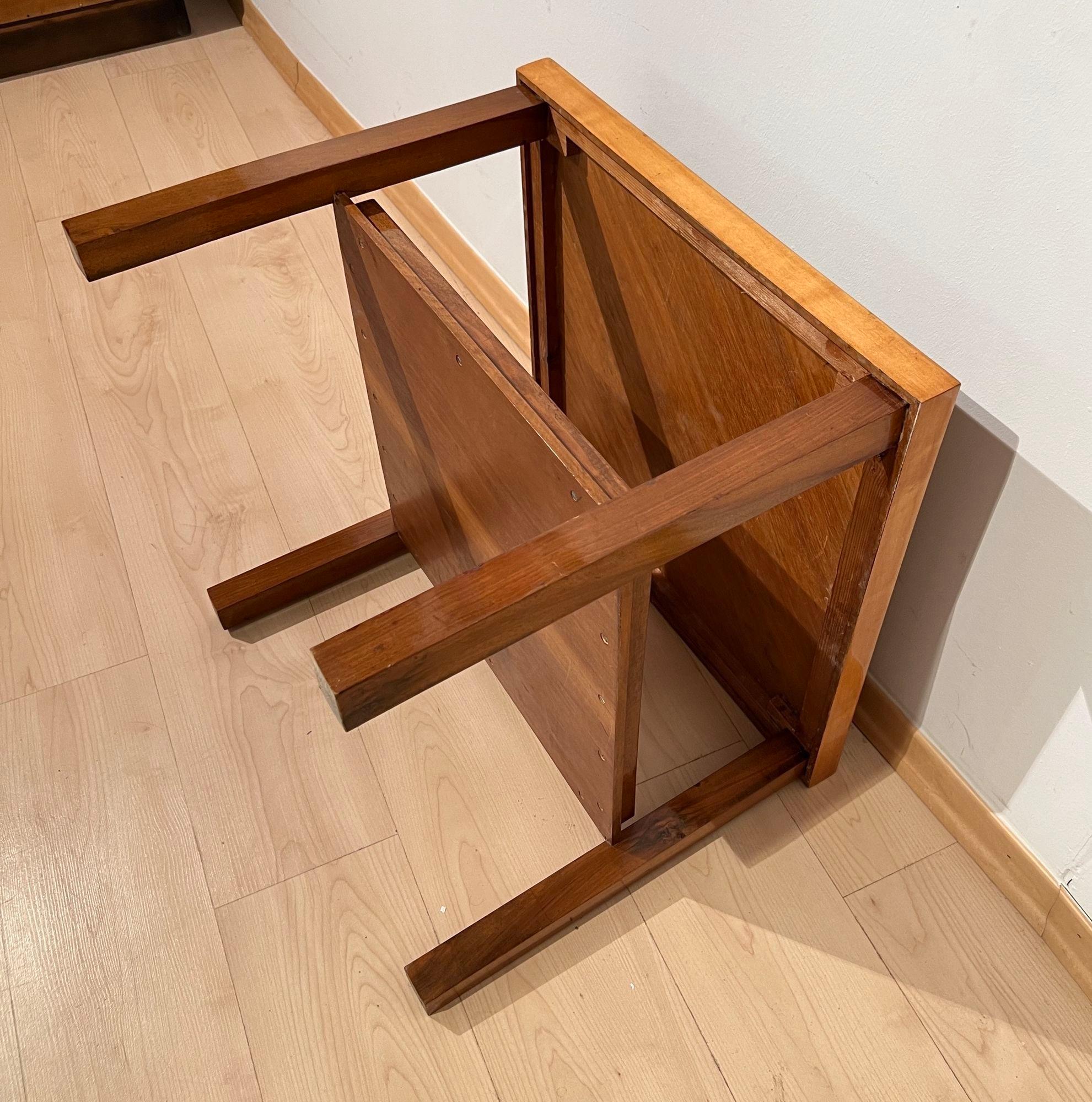 Art Deco Side Table, Walnut, Precious Woods, Lacquer, France circa 1940 8