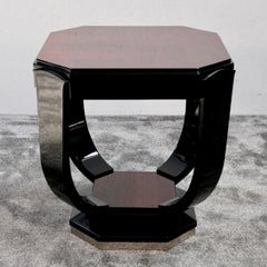 Tavolino Art Deco con eleganti gambe in lacca e cromo, Francia anni '30