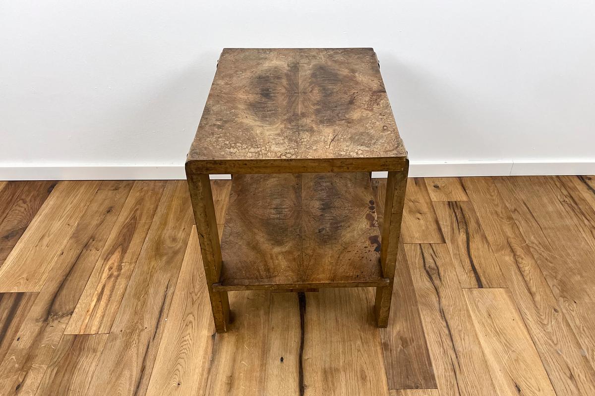 Mid-20th Century Art Deco Side Table with Expressive Walnut Veneer from Near Paris Around 1930