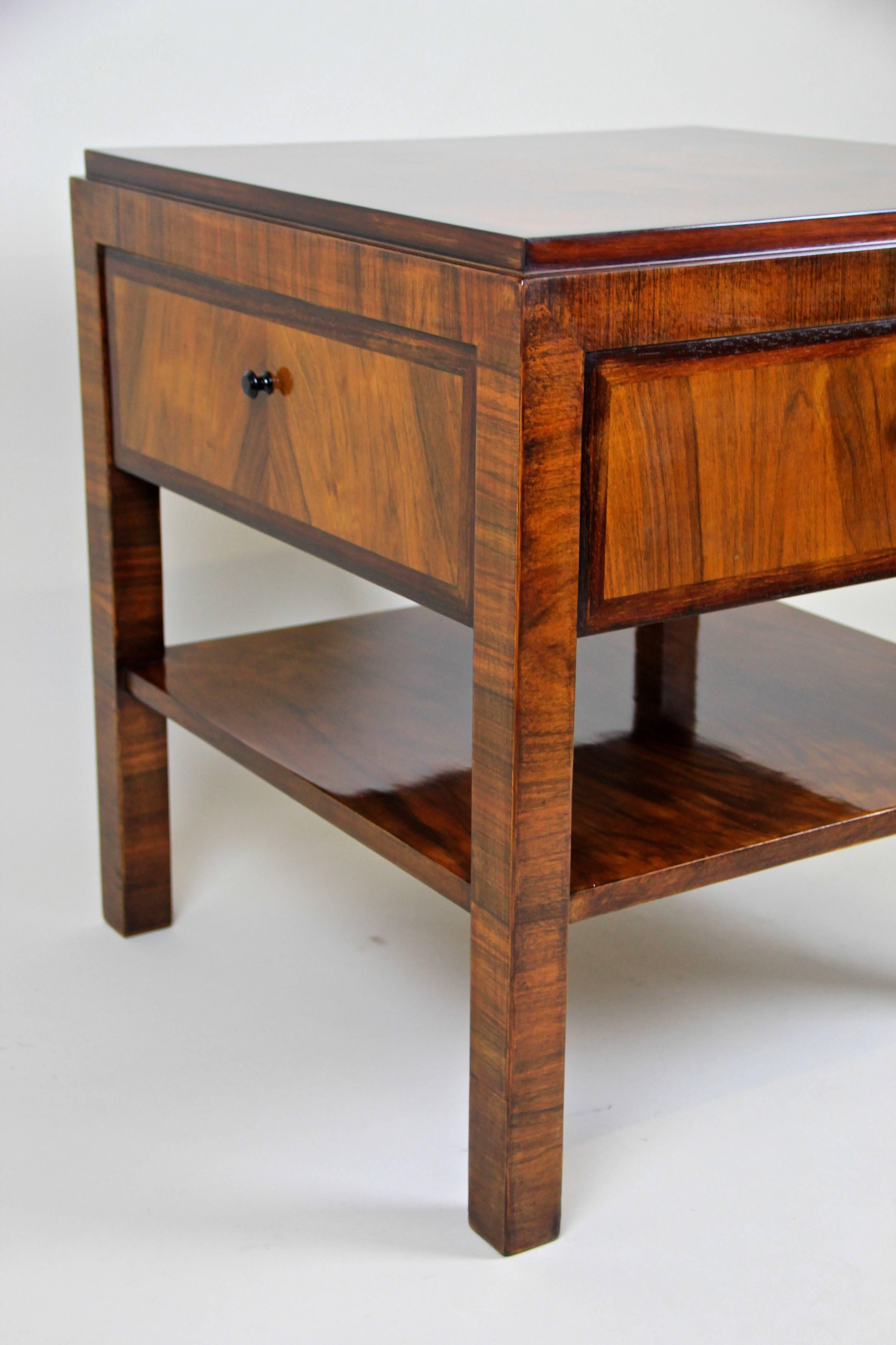 Art Deco Side Table with Four Doors and Marquetry Tabletop, Austria, circa 1920 2