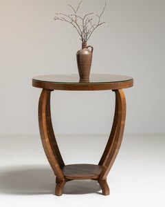 Art Deco Side Table with Glass Top, France, 1930-1939