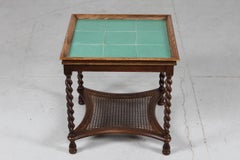 Art Deco Side Table with Jade Green Tiles by Danish Cabinetmaker, 1930-1940s