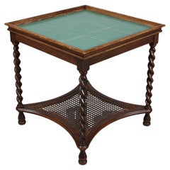 Table d'appoint Art déco avec carreaux verts de jade par un ébéniste danois, années 1930-1940