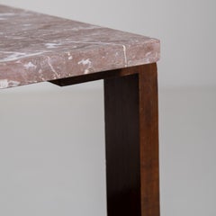 Art Deco Side Table with Marble Top, Geometric Design, France, 1930
