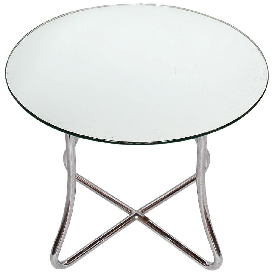 Art Deco Side Table with Original Mirrored Glass Top, Original AEL Label to Base
