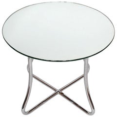 Vintage Art Deco Side Table with Original Mirrored Glass Top, Original AEL Label to Base