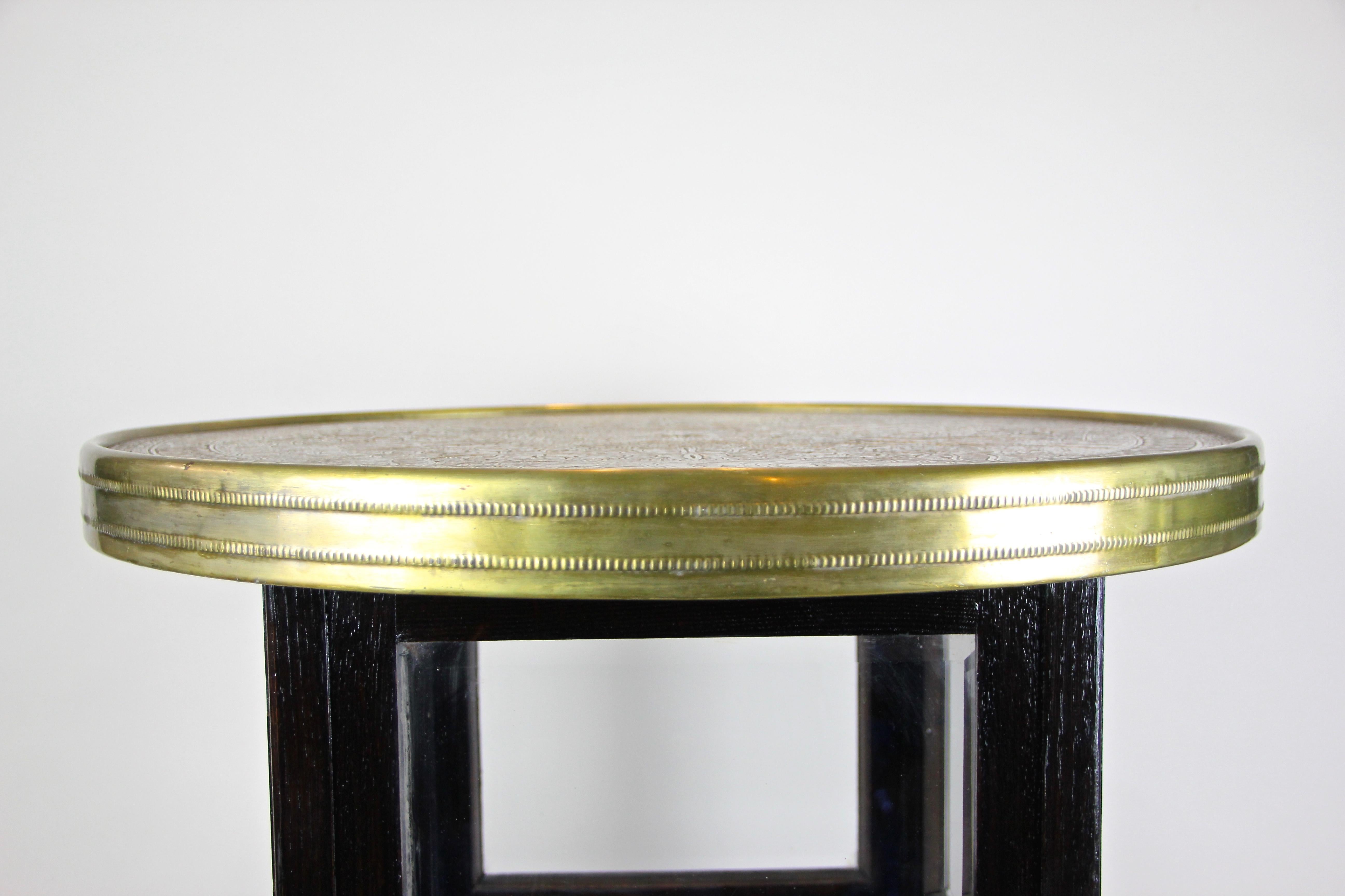 Art Deco Side Table with Ornamented Brass Table Top, Austria, circa 1920 4