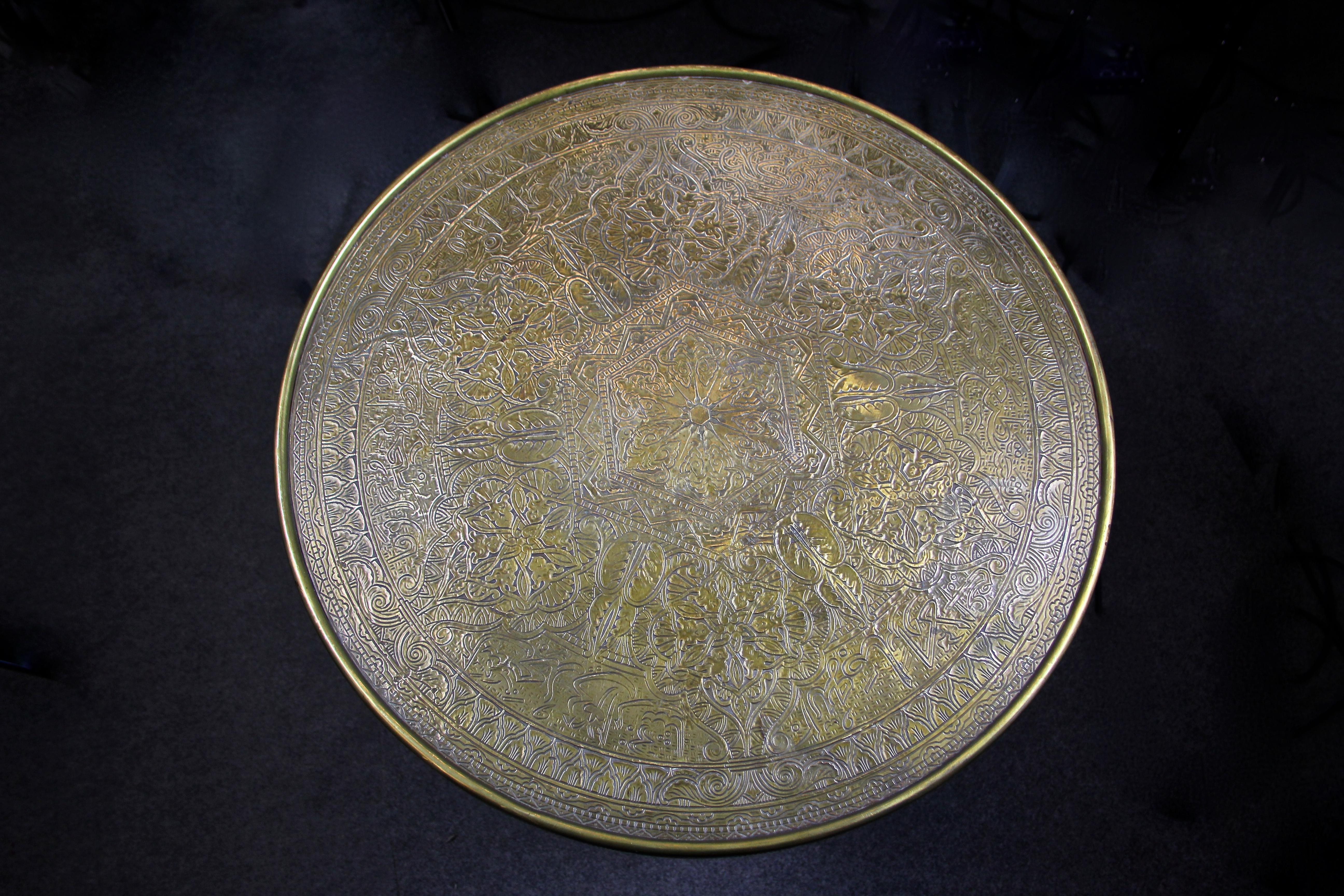 Art Deco Side Table with Ornamented Brass Table Top, Austria, circa 1920 5