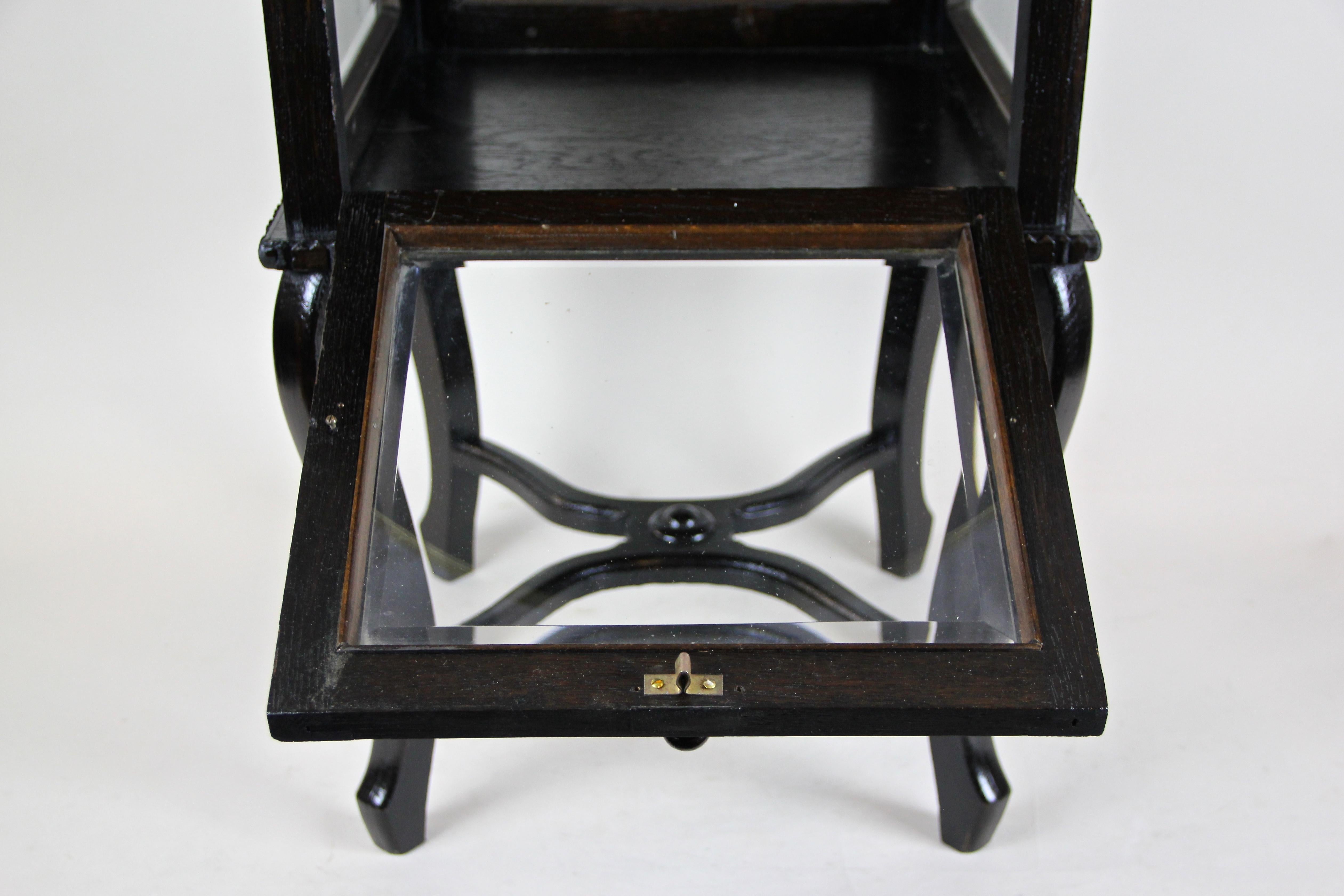 20th Century Art Deco Side Table with Ornamented Brass Table Top, Austria, circa 1920