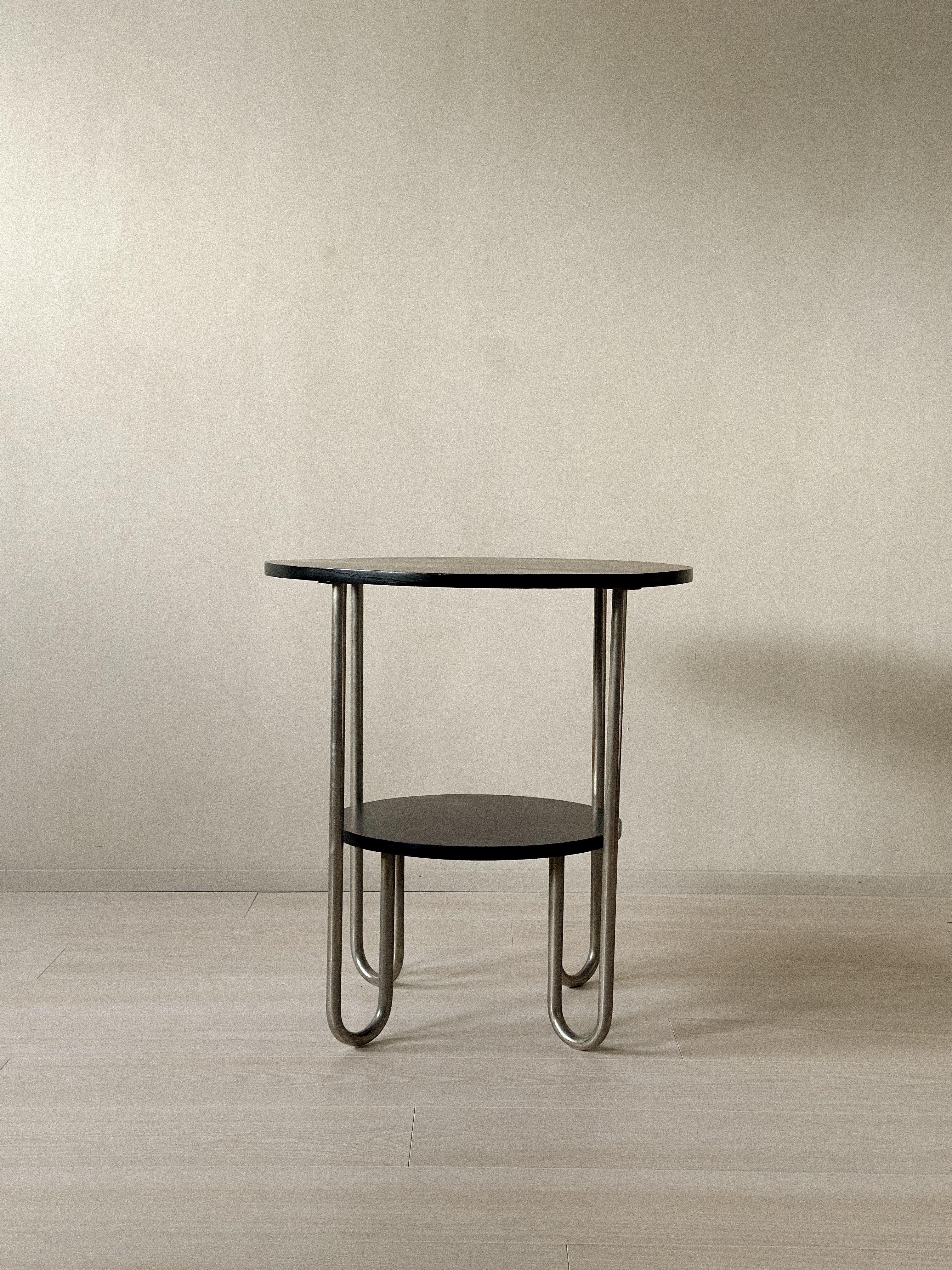 Norwegian Art Deco Side Table with Tubular Steel Legs, Sweden c. 1930s