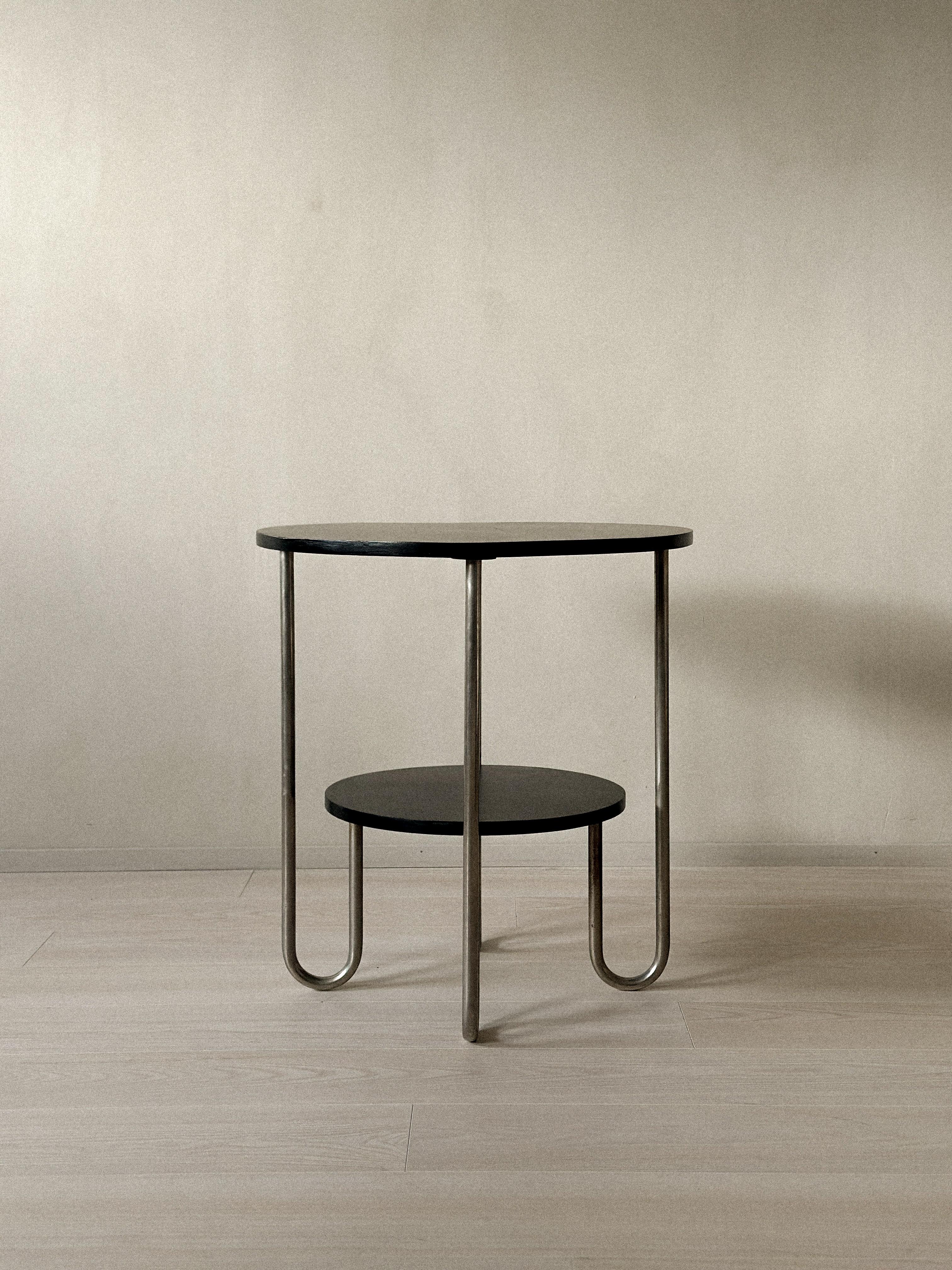 Mid-20th Century Art Deco Side Table with Tubular Steel Legs, Sweden c. 1930s
