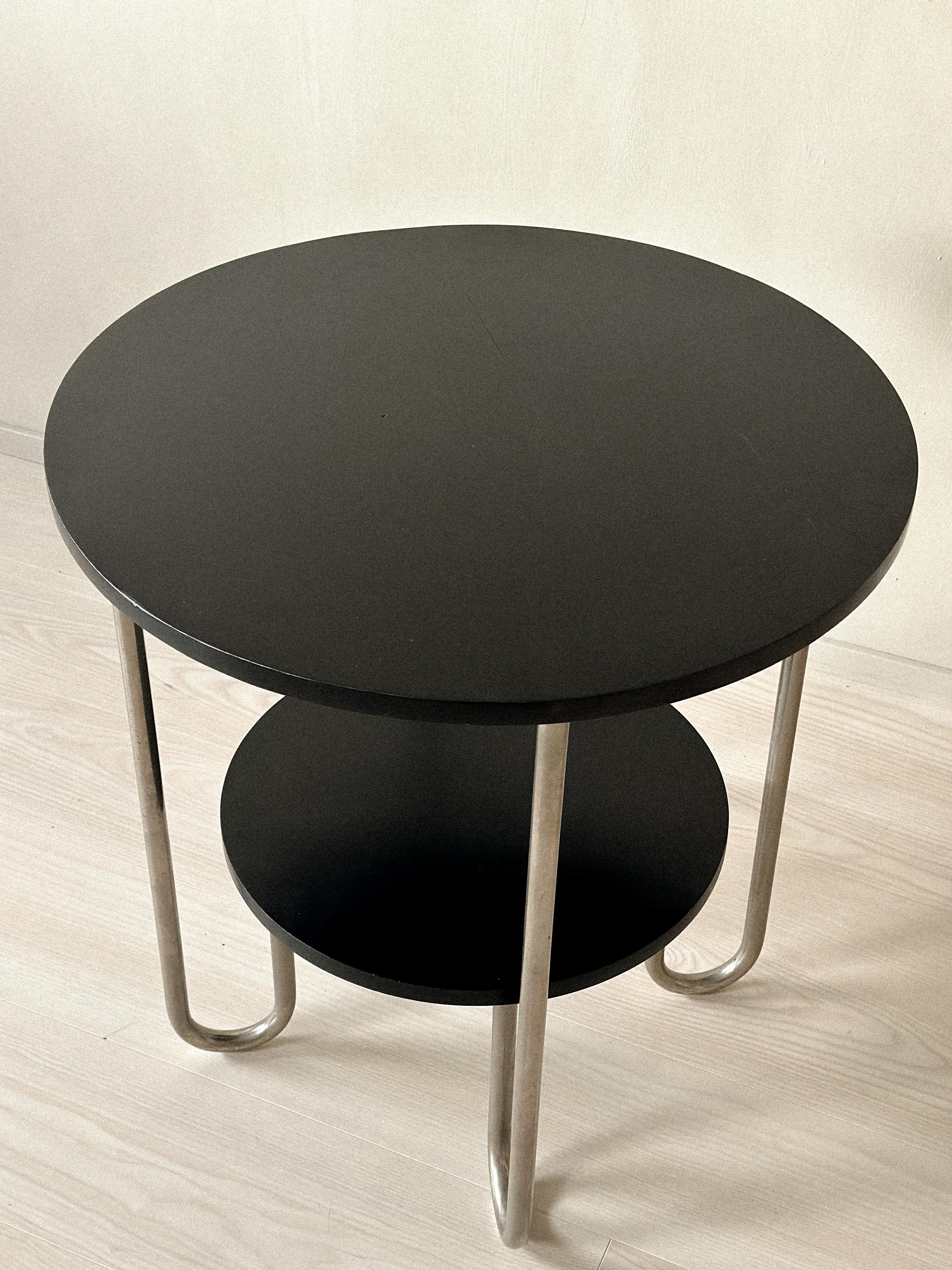 Art Deco Side Table with Tubular Steel Legs, Sweden c. 1930s 1