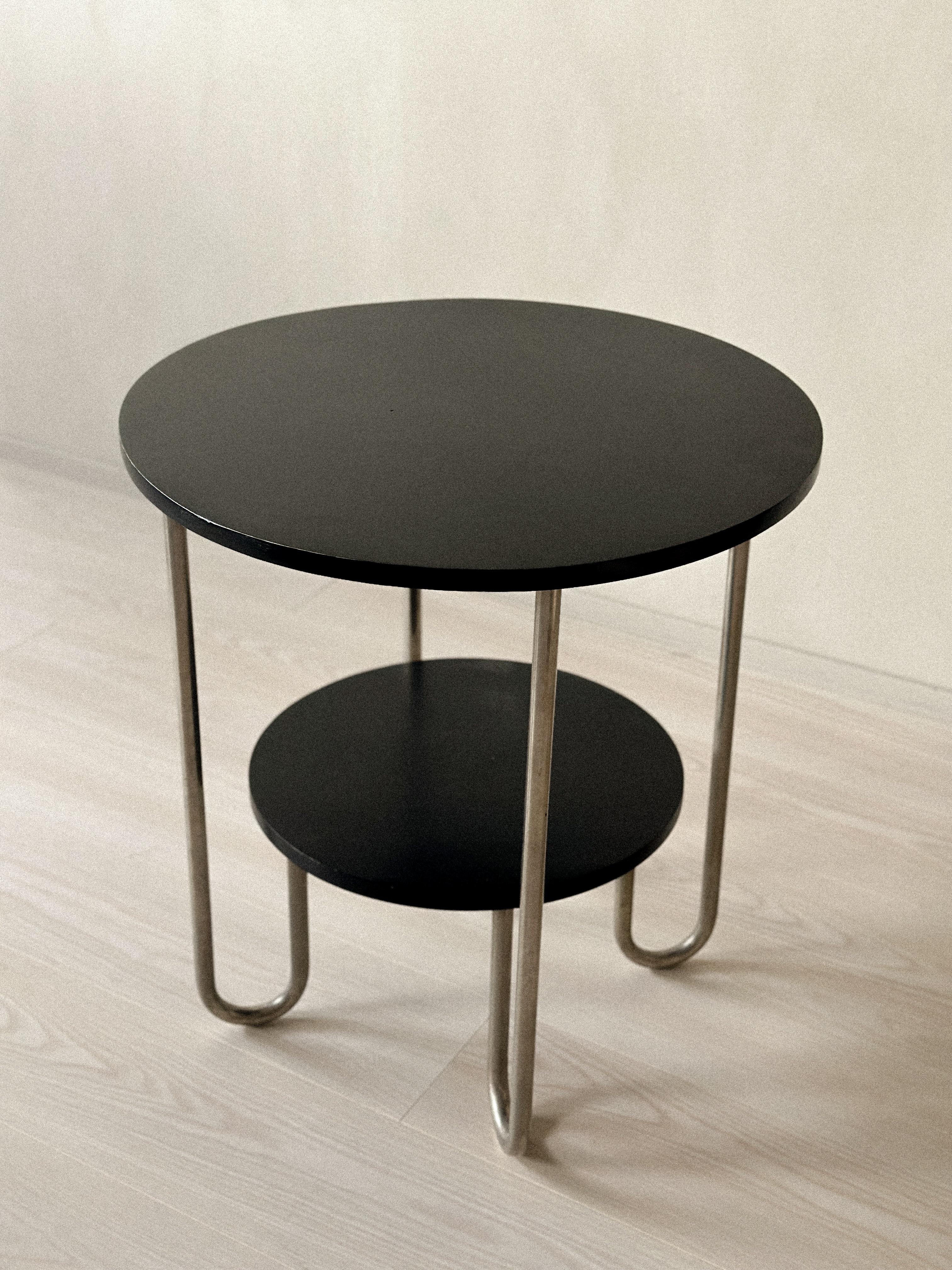 Art Deco Side Table with Tubular Steel Legs, Sweden c. 1930s 3
