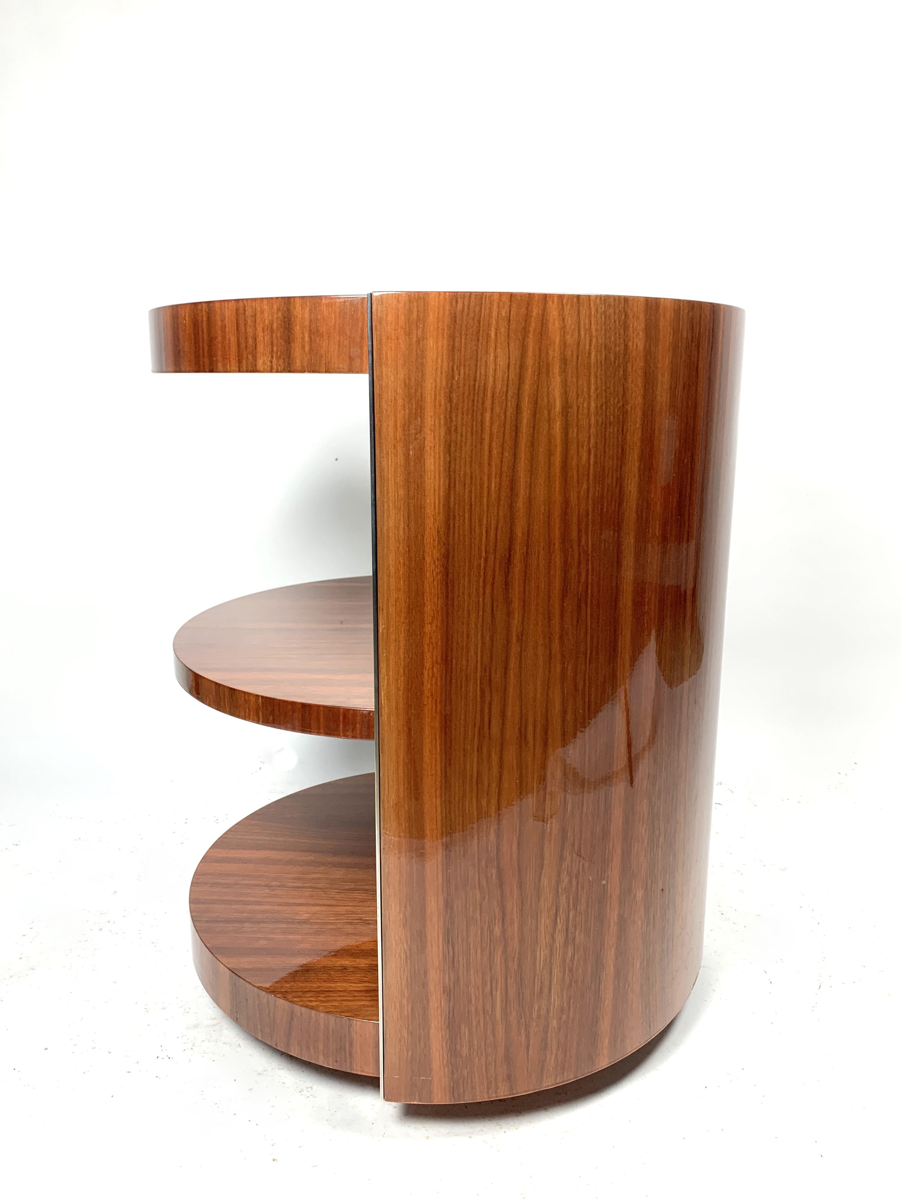 Art Deco Side Table with Walnut Veneer and Chrome-Plated Steel In Good Condition In Budapest, HU