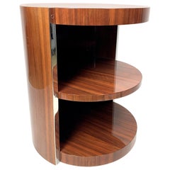 Art Deco Side Table with Walnut Veneer and Chrome-Plated Steel