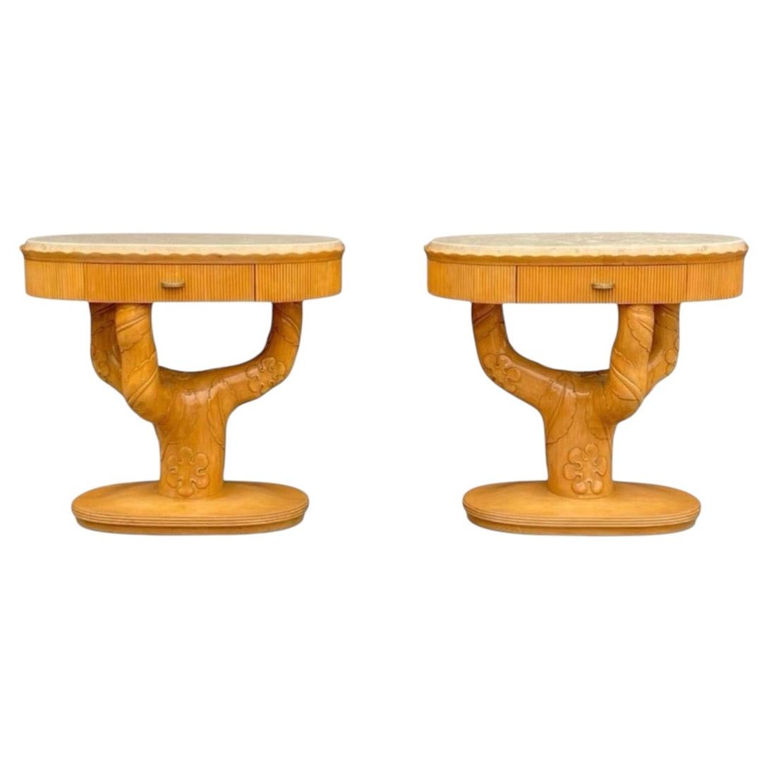 Art Deco Side Tables in the manner of T.H. Robsjohn-Gibbings, France, Circa 1940