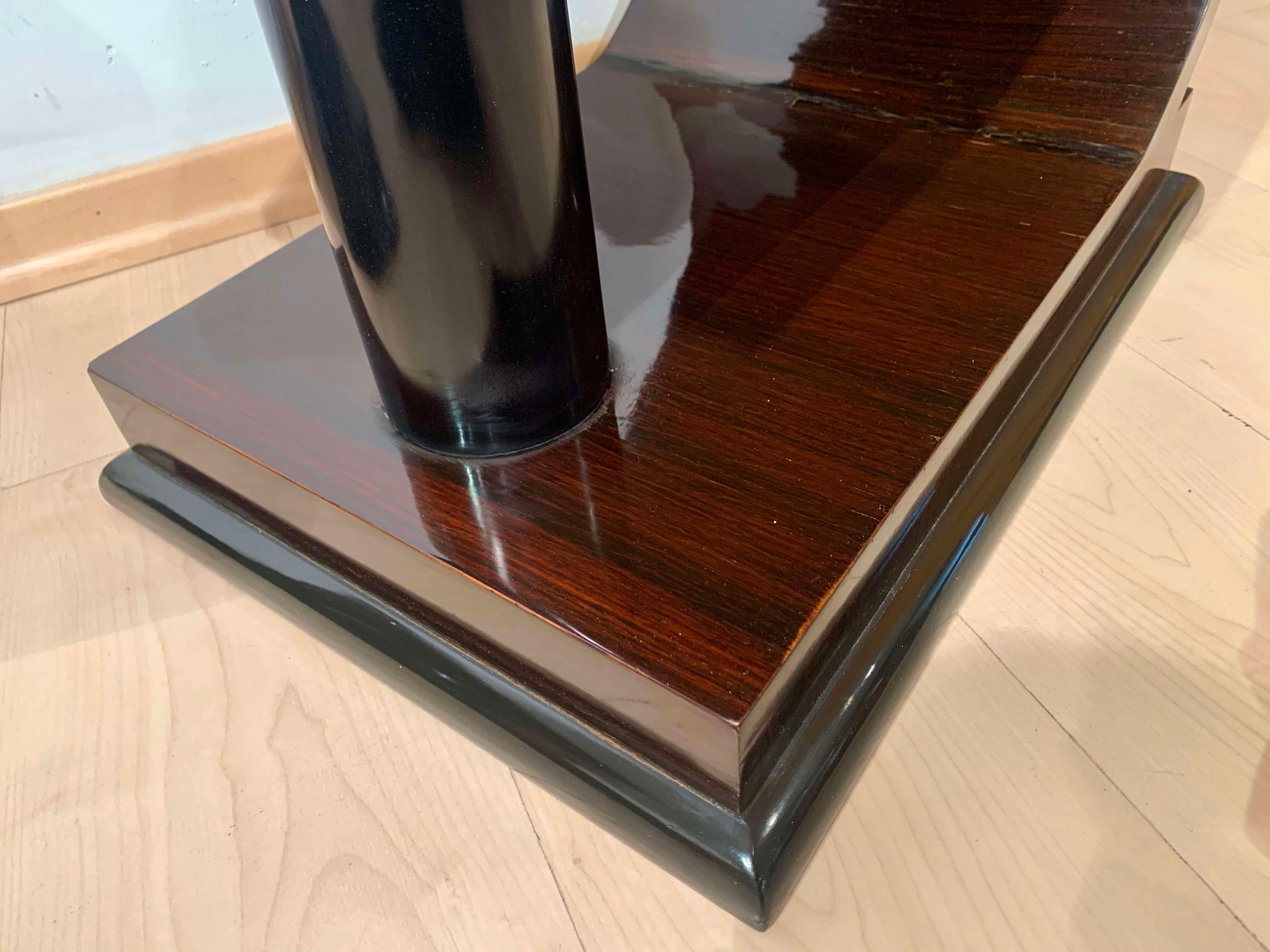 Art Deco Side Tables, Rosewood Veneer, Ebonized, Black Glass, France, circa 1930 7
