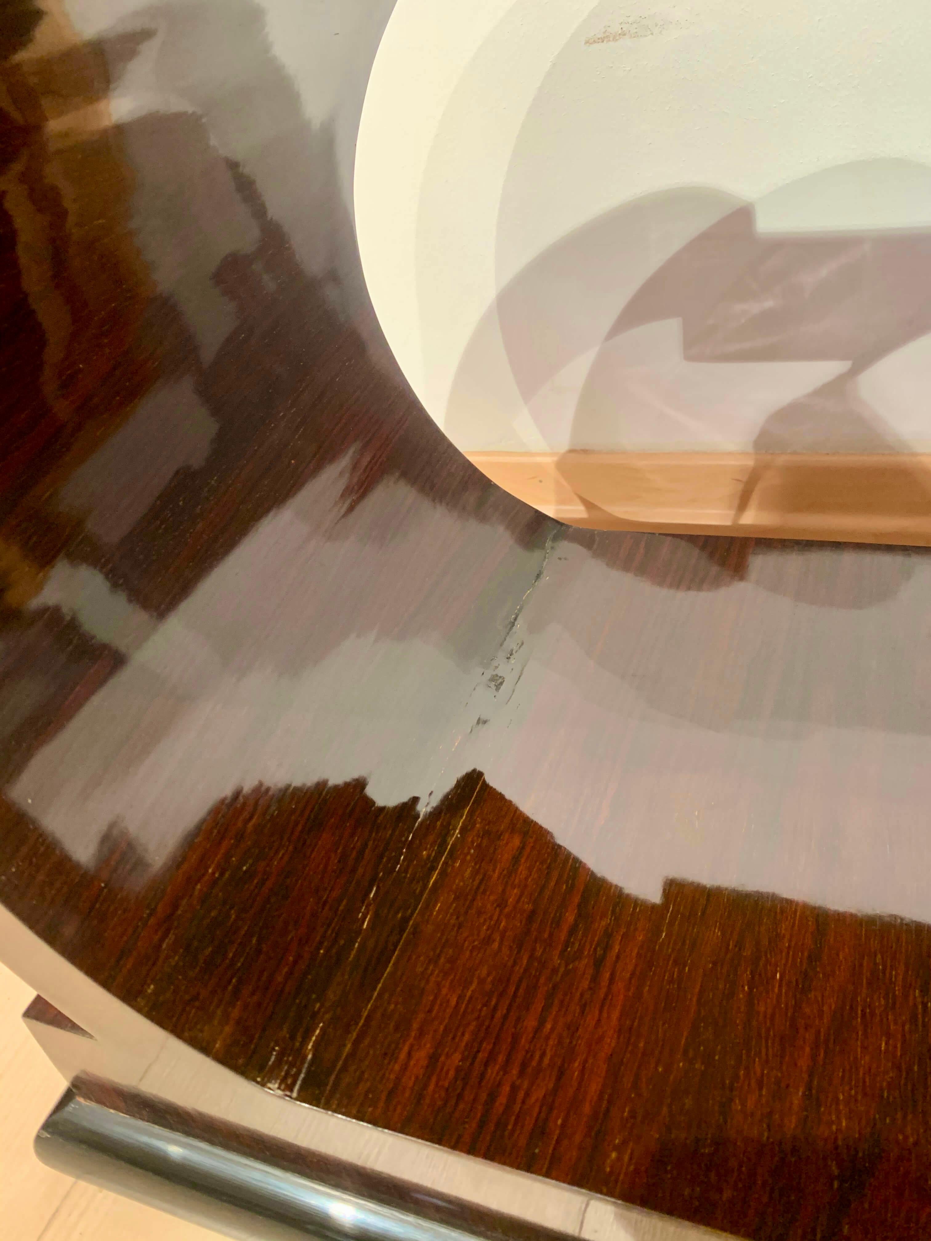 Art Deco Side Tables, Rosewood Veneer, Ebonized, Black Glass, France, circa 1930 9
