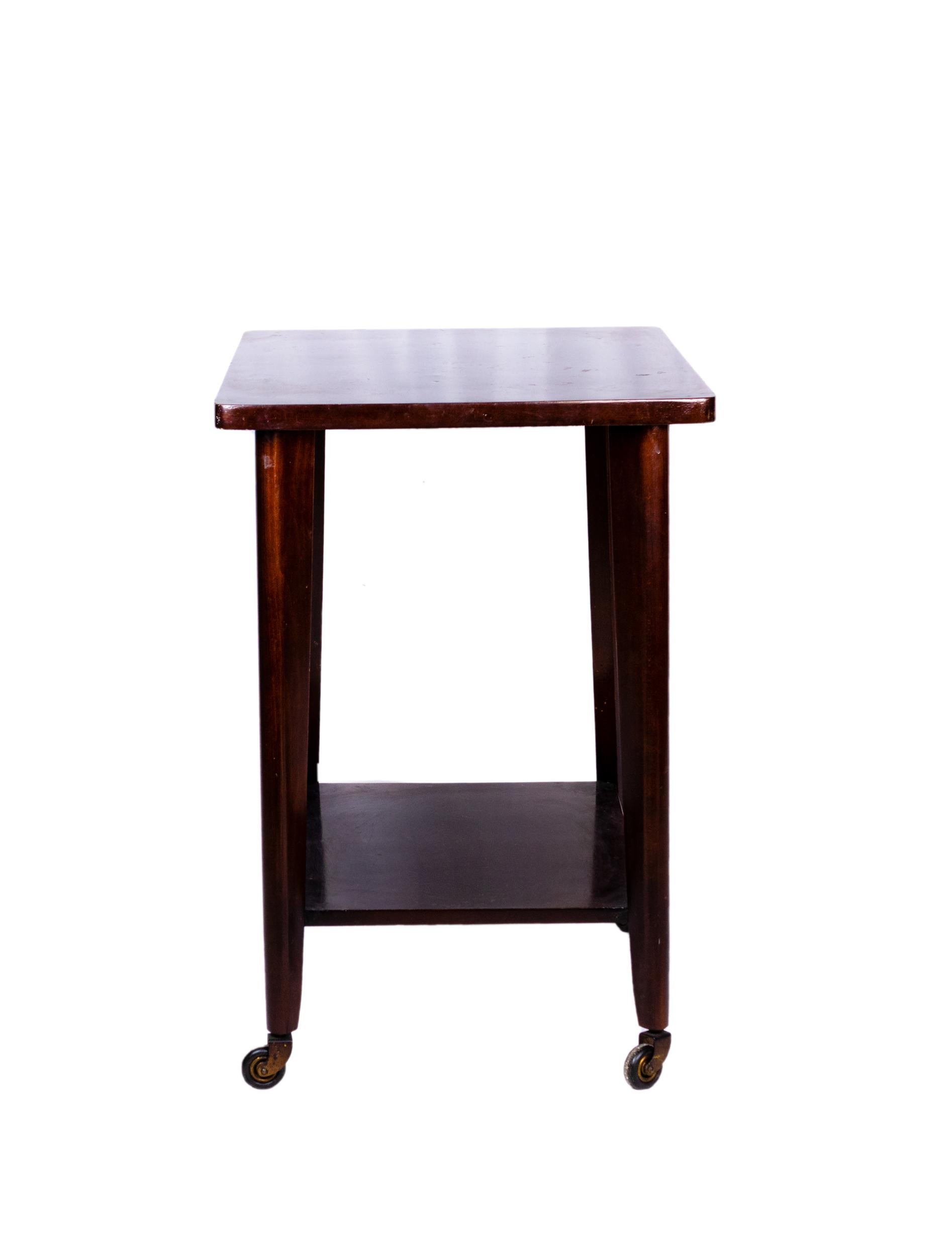 Walnut Art Deco Side Tray Table, 20th Century For Sale