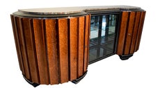 Large Art Deco Buffet, Amboyna Burl and Rosewood, Marble, Paris, circa 1925