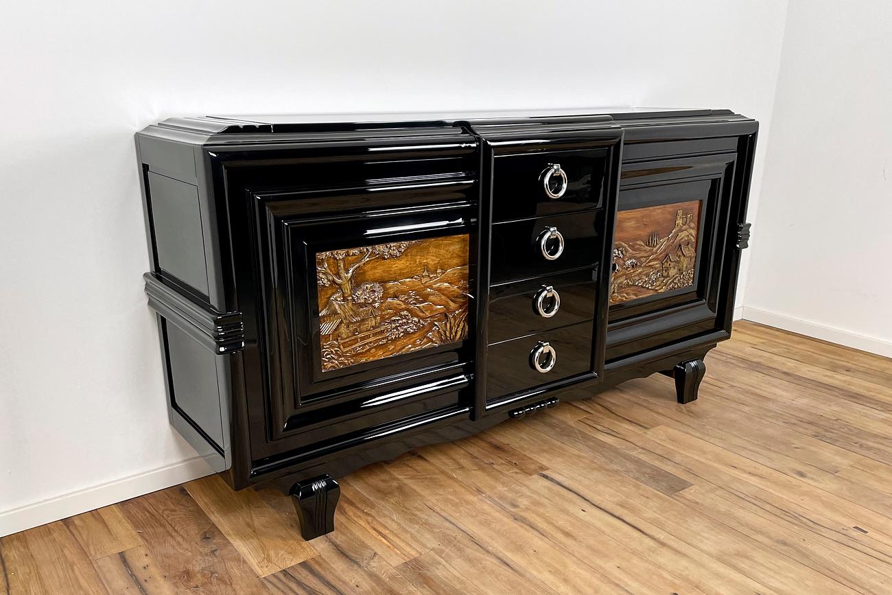 Enfilade Art Déco vers 1930 avec deux peintures sculptées en vente 5