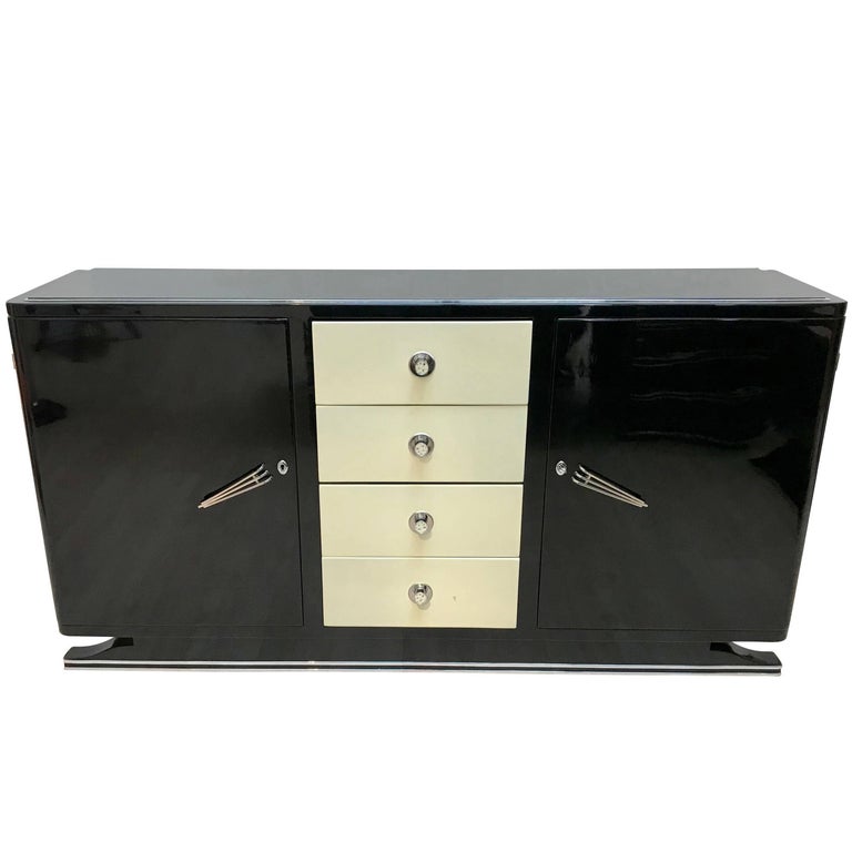 Art Deco Anrichte, Schwarz-Weiß, Frankreich, circa 1930 1