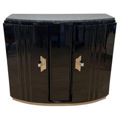 Art Deco Sideboard, Black Lacquer, Chrome, Granite, France circa 1930