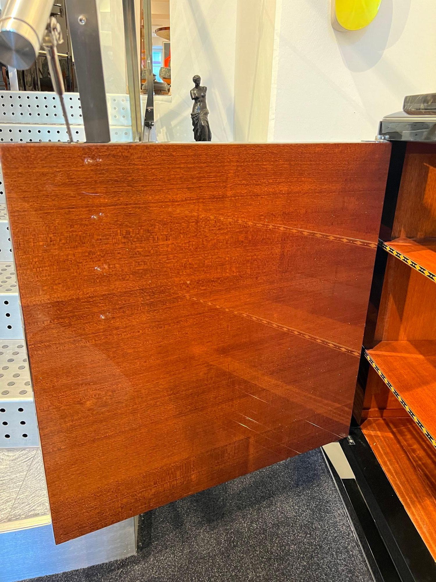 Art Deco Sideboard, Black Lacquer, Chrome, Marble, France circa 1935 10